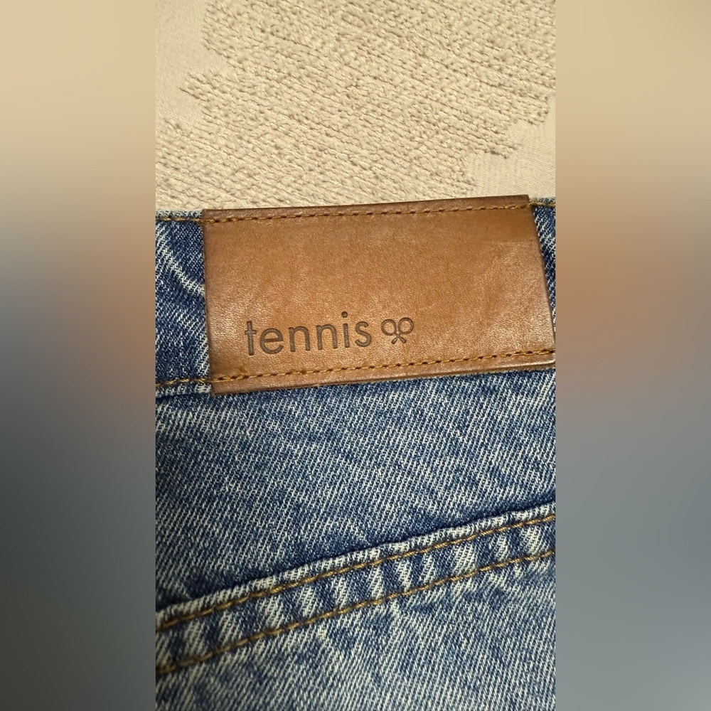 Vintage Tennis Blue Denim Jeans with Brown Leather Patch - Picture 4 of 7